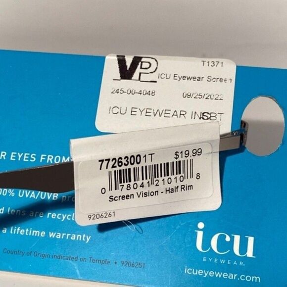 0582 Reading Glasses 1.25 Half Rim Black Blue Light Filtering - Picture 3 of 9